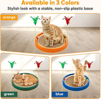 20-Inch Round Cat Scratcher with Ball Track – 3-in-1 Cardboard Cat Scratching Pad with Feather Toys, Non-Slip Base – Interactive Cat Toy for Indoor Cats, Kitten Scratch Play Lounge Board (Orange)
