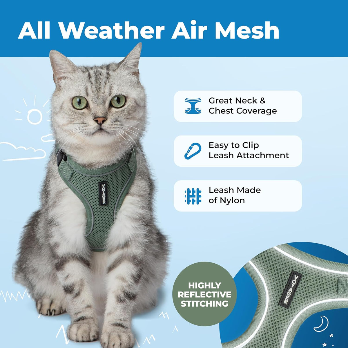Voyager Escape-Proof Step-in Harness & Leash, Moss Green - Moss Green (327) / XS (Chest: 13 - 16") - image 3