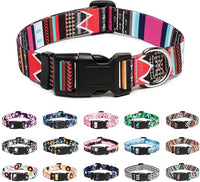 Mercano Adjustable Dog Collar - Special Design Patterns, Soft Nylon Comfortable Durable Pet Collar for Small Medium Large Dogs (L, Tribal Pink)