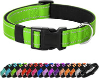 Reflective Dog Collar, Adjustable Nylon for Medium Dogs - Green / S:width 5/8"neck 10.5-16"