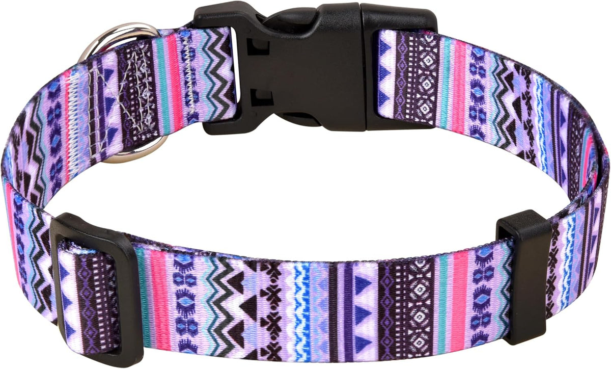 Mihqy Dog Collar for Medium Dogs, Fashion Design, M - S (Neck 9.8-15.7", Width 5/8") / Purple Bohemia - image 2
