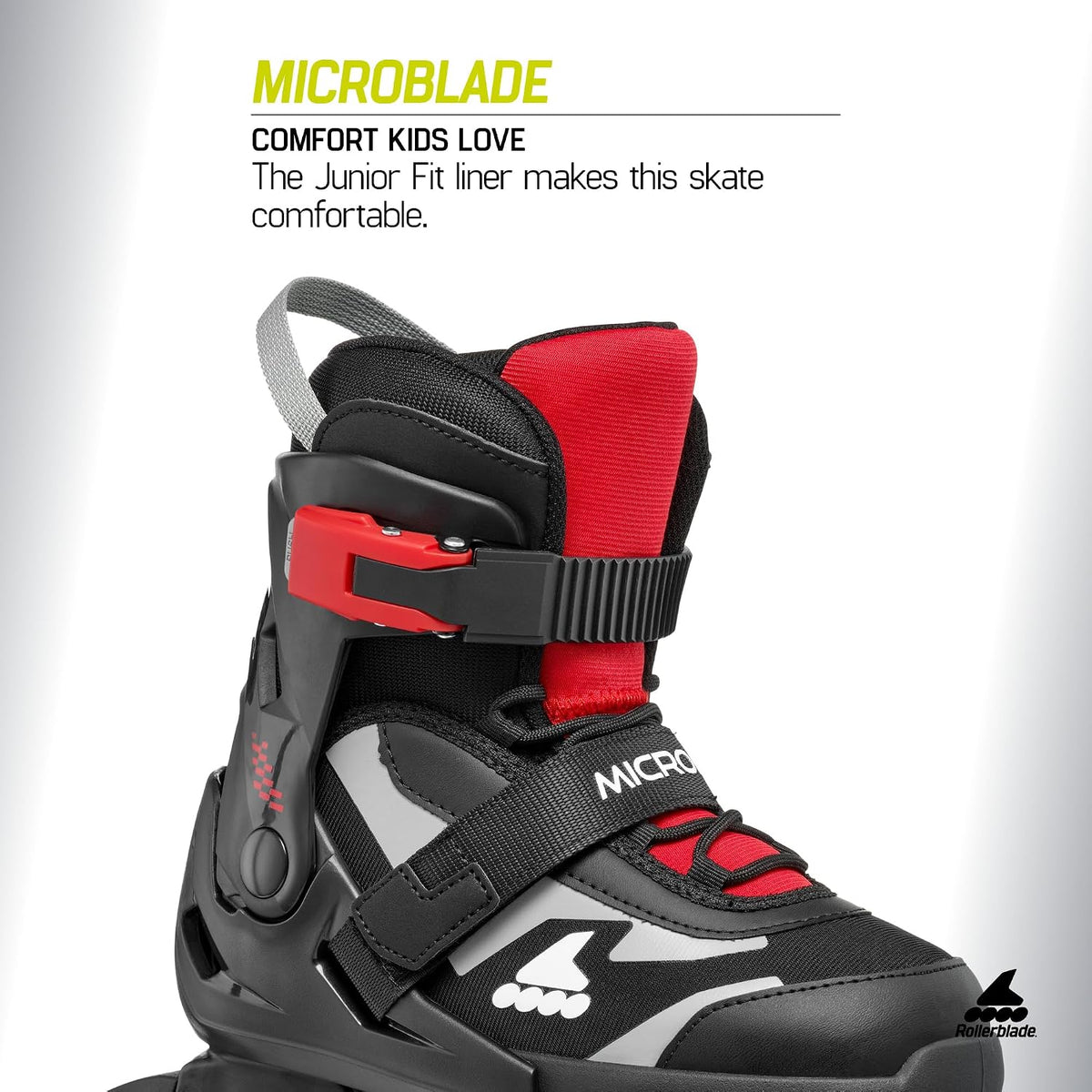 Rollerblade Microblade adjustable kids inline skate in black and red - view 7