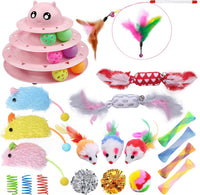 UPSKY Cat Toy Roller 3-Level Turntable Cat Toys with Six Colorful - D-Pink