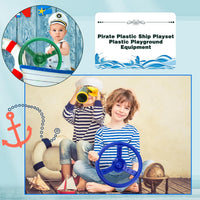 Haconba plastic pirate ship steering wheels for playsets in blue and red with mounting hardware - view 11