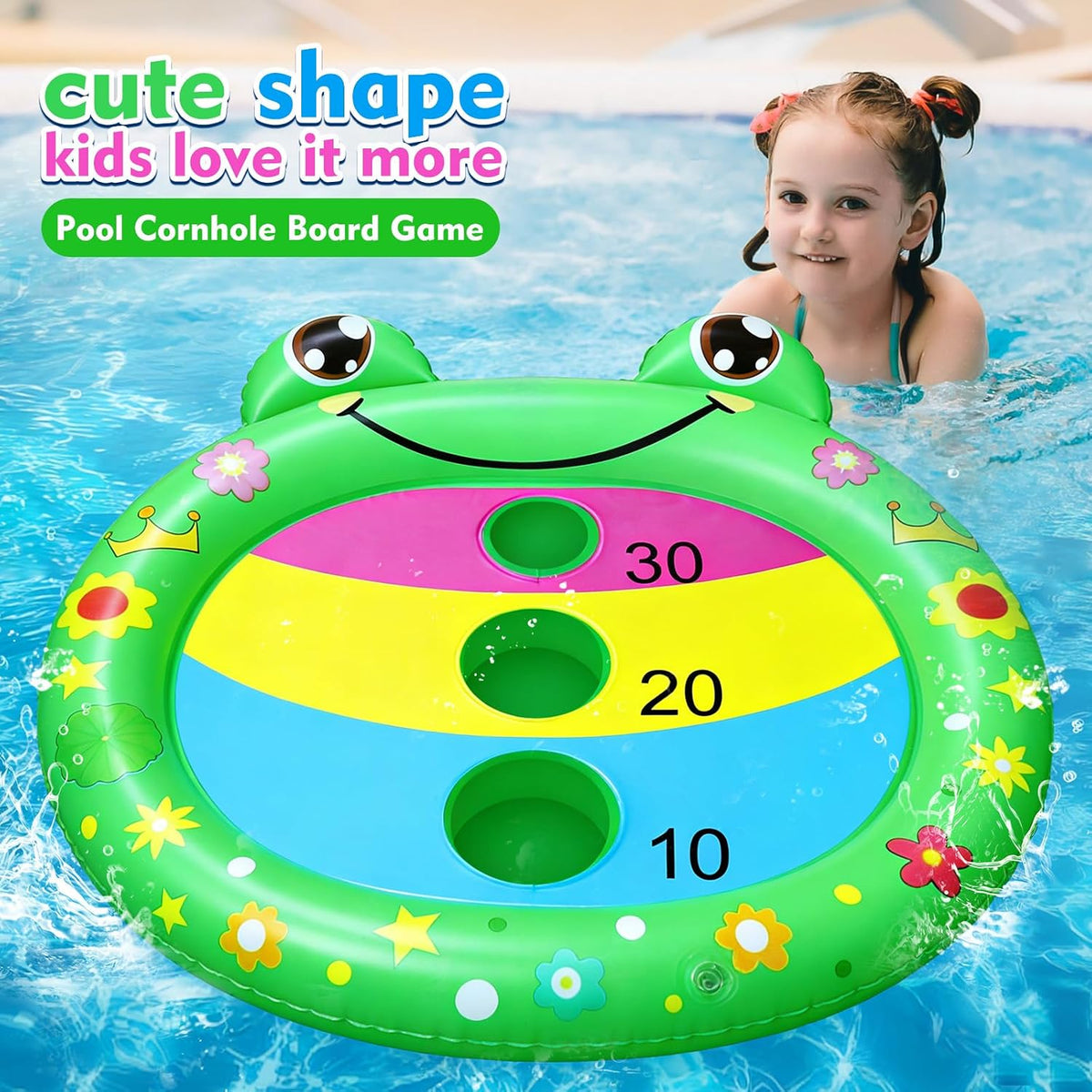 JOINBO inflatable shark pool cornhole board floating with 3 bean bags - view 17