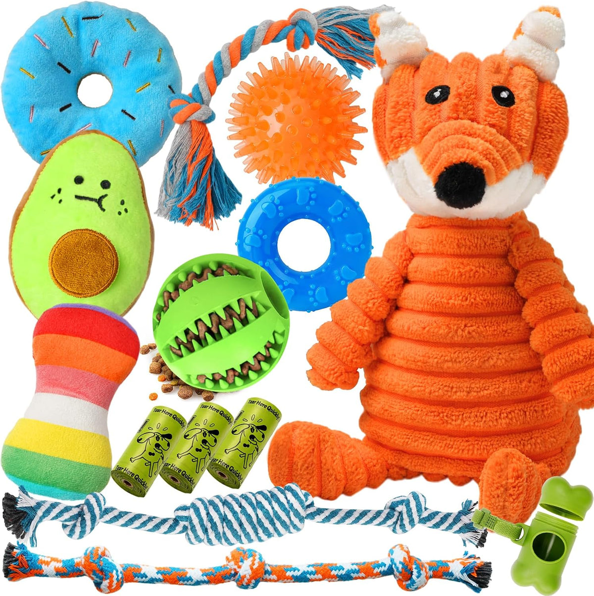 Zeaxuie 9 Pack Luxury Puppy Toys for Teething Small Dogs - Stuffing-Fox