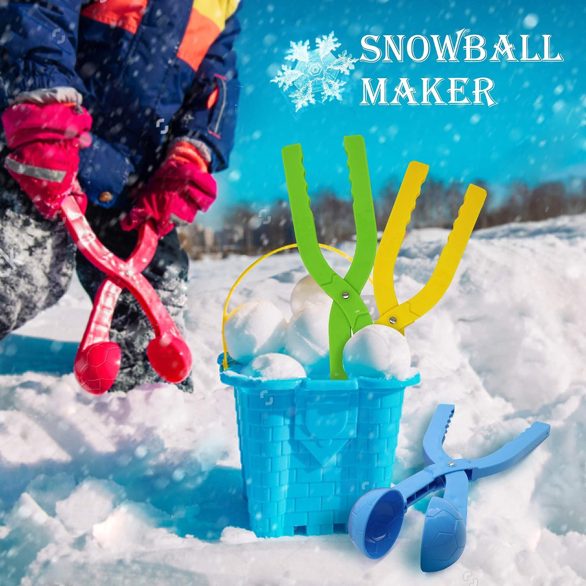 Snow Toys, Snowball Maker 4 Pack Snow Ball Shaper Molds Toys for Kids – Fun for Kids & Family - image 2