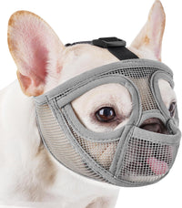 Mesh Short Snout Dog Muzzle with Anti-Eating Design for Frenchie – Essentials for Dogs - Grey / S [Head Cir: 15"-17.5"]