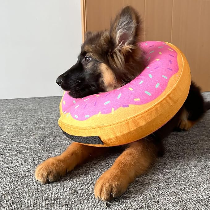 Katoggy Inflatable Dog Cone Collar for Dogs After Surgery, Soft Adjustable Blow up Donut E-Collar for Small Medium Large Dogs and Cats
