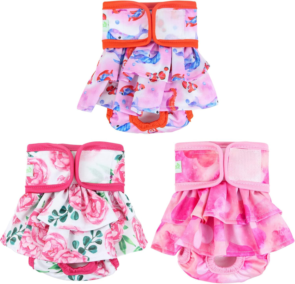 wegreeco Dog Diapers Female - X-Large (Pack of 3) / Ocean of Flowers