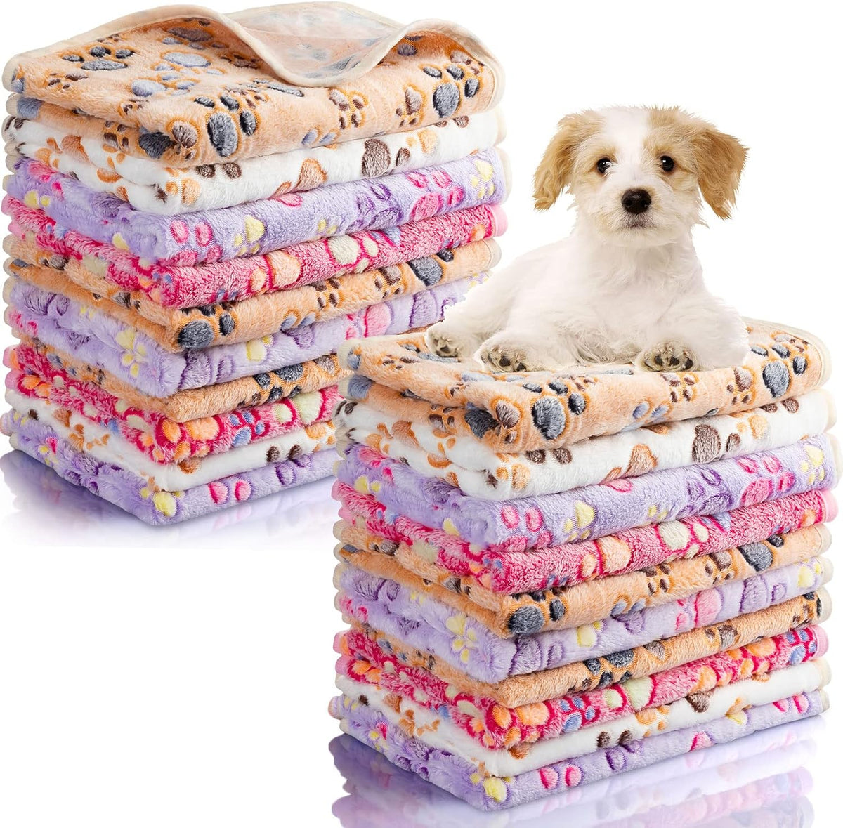 Chumia 40 Pcs Dog Blankets, Pink, Purple - 24 x 16 inches / Pink, White, Brown, Purple / 40