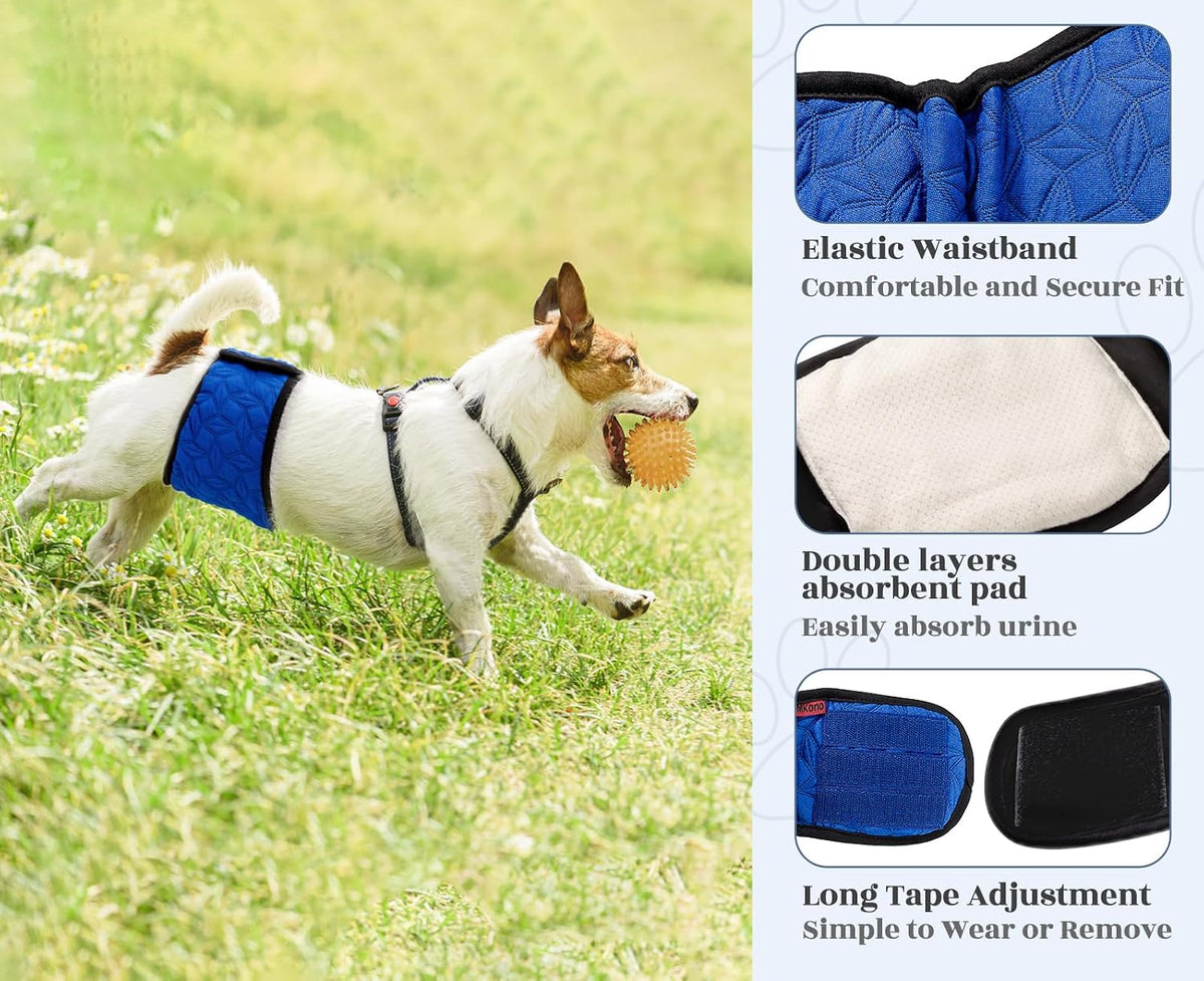Mkono Belly Bands for Male Dogs - Blue,White,Yellow / Medium - image 4