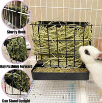 2PCS Rabbit Hay Feeder Guinea Pig Hay Feeder with Heavy-Duty Metal - Large / Black - image 4
