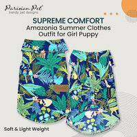 Parisian Pet Unisex Amazonia Shirt - Leafy Dog Beach Outfit - Cotton Summer Clothes - Stylish Hook and Loop Closure - Machine Washable for Medium-Sized Dogs - M