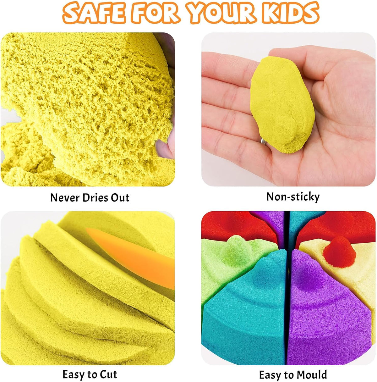 NiToy FlexiSand 11lbs Toy Sand 5 Colors Self-Sticking Non-Toxic - Yellow - image 2