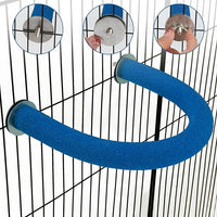 Rypet U Shape Parrot Perch Stand Toy for Paw Grinding Clean Stick Exercise, Rough-Surfaced Quartz Bird Perch Standing Cage Accessories for for Small Parakeets Cockatiels Conures Macaws Finches(Blue)