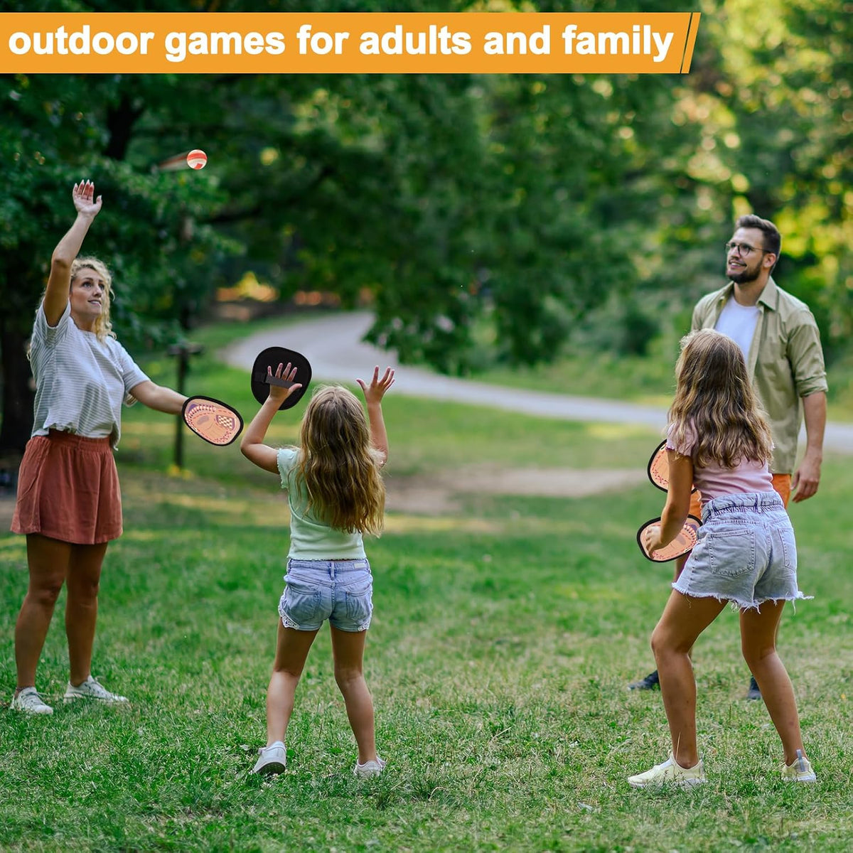 Toss and Catch Game with Soft Balls & Sticky Baseball Gloves - Brown / 2 paddles 2 balls - image 2