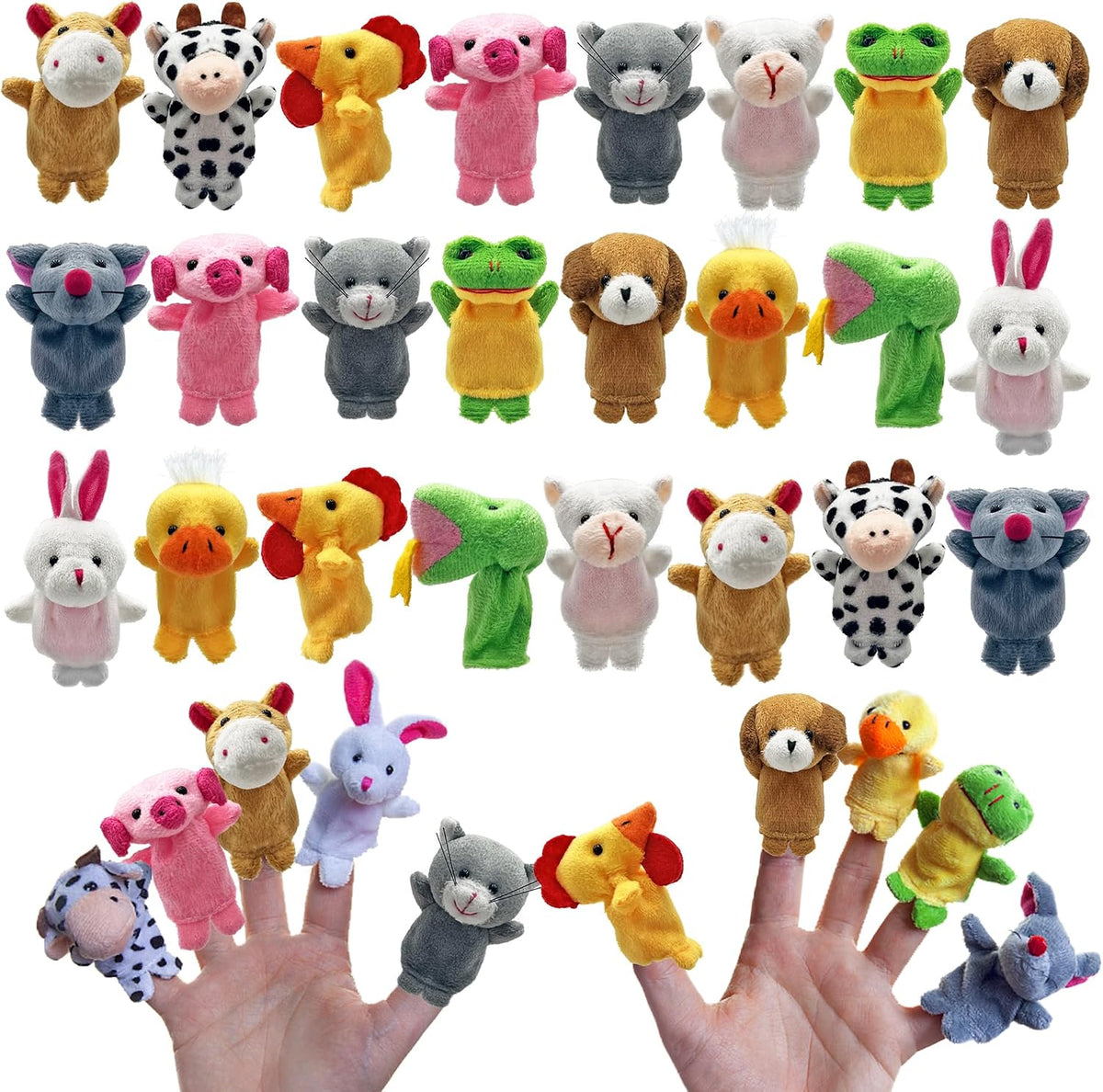 XIPEGPA set of 24 plush animal finger puppets for storytelling - view 2