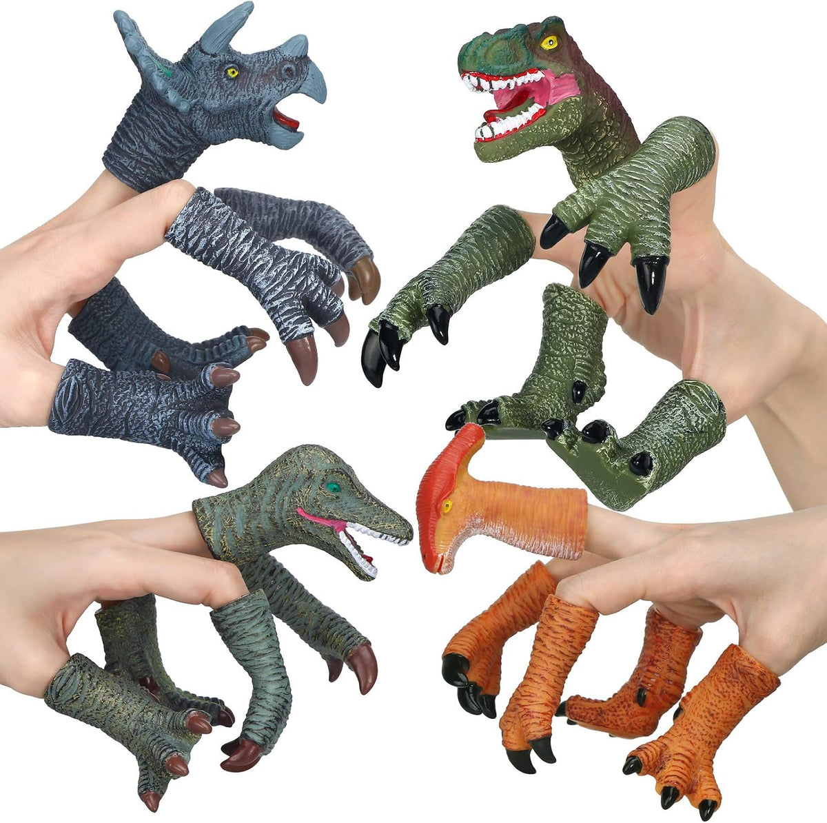 COGO MAN 20 piece rubber dinosaur finger puppets with heads, paws and feet