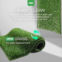 Dog Grass Pad with Tray, 45×34in XL Litter Box, 2×Grass Pad for Dogs Potty Washable, Thick Soft Odor-Free Hemmed Dog Pee Grass, Indoor Potty Training Balcony