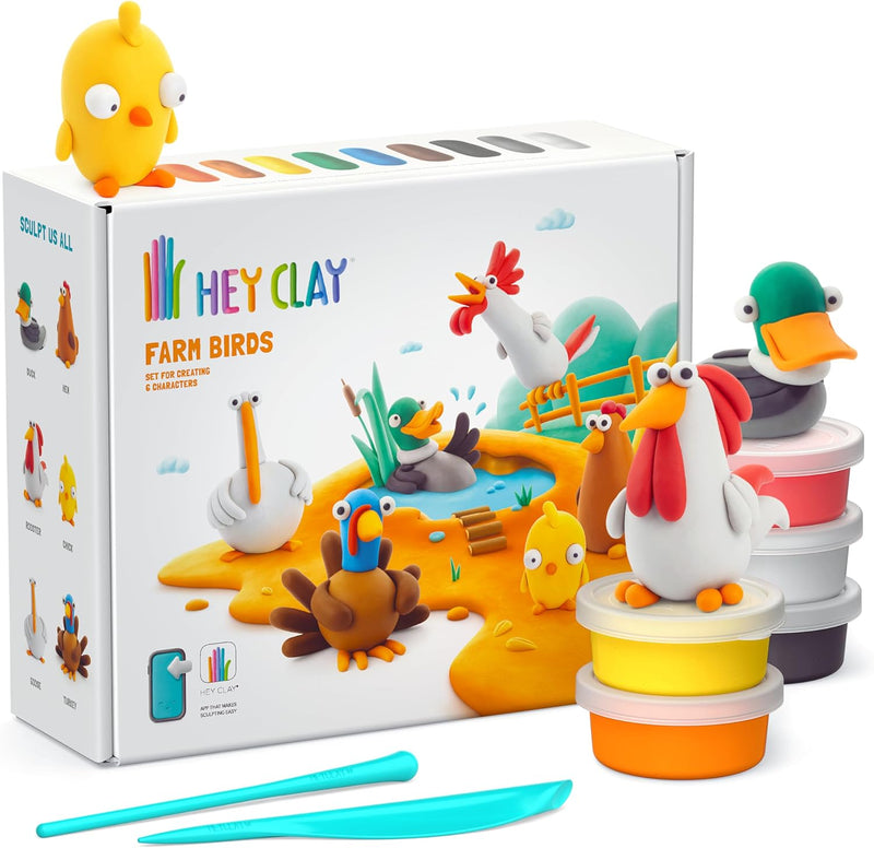 Hey Clay Exotic Pets air dry clay kit with 15 cans and sculpting tools