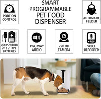 Lentek Smart Pet Feeder - Auto Dry Feeding Dispenser for Cat & Dogs with 720p HD Camera & Timer, Alimentador, Programmable, WiFi, Smartphone Control, Automated Portion Controlled, 10 Oz Capacity