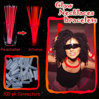 ILHSTY 100 pack green 8 inch glow sticks with connectors for necklaces - view 16