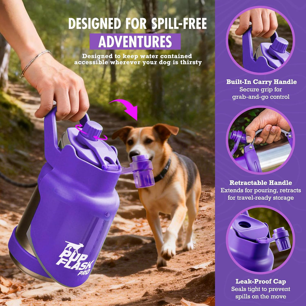 PupFlask Pro Portable Insulated Dog Water Bottle - Ultra Violet / 50 Ounce - image 3
