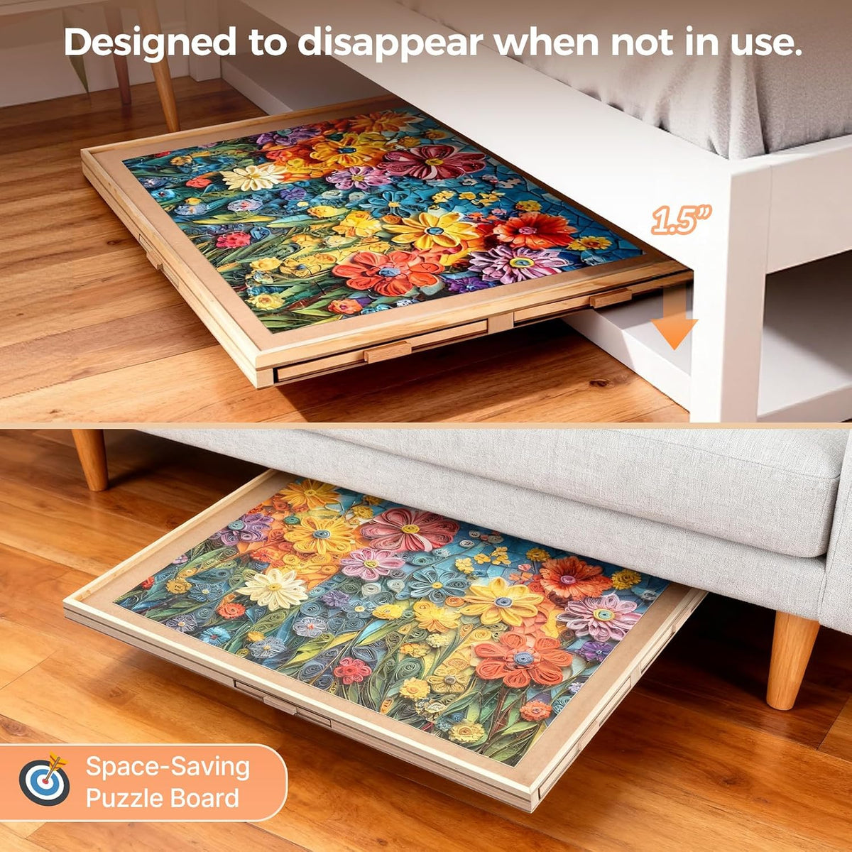 ALL4JIG 1500 Piece Rotating Puzzle Board with 4 Drawer - Natural Wood-6 Drawers / Small-1000pcs - image 3
