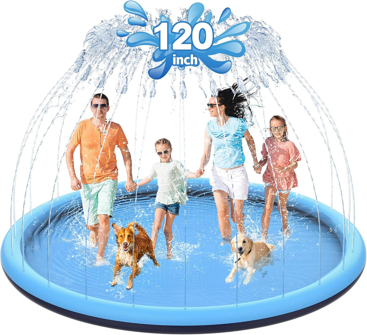 CACSPS non-slip splash pad for kids and dogs spraying water from a garden hose - view 8