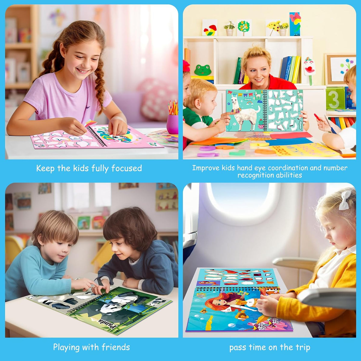 Homicozy 3Pcs Paint by Number Sticker Books for Kids 4-8 - Style1-4pcs - image 4
