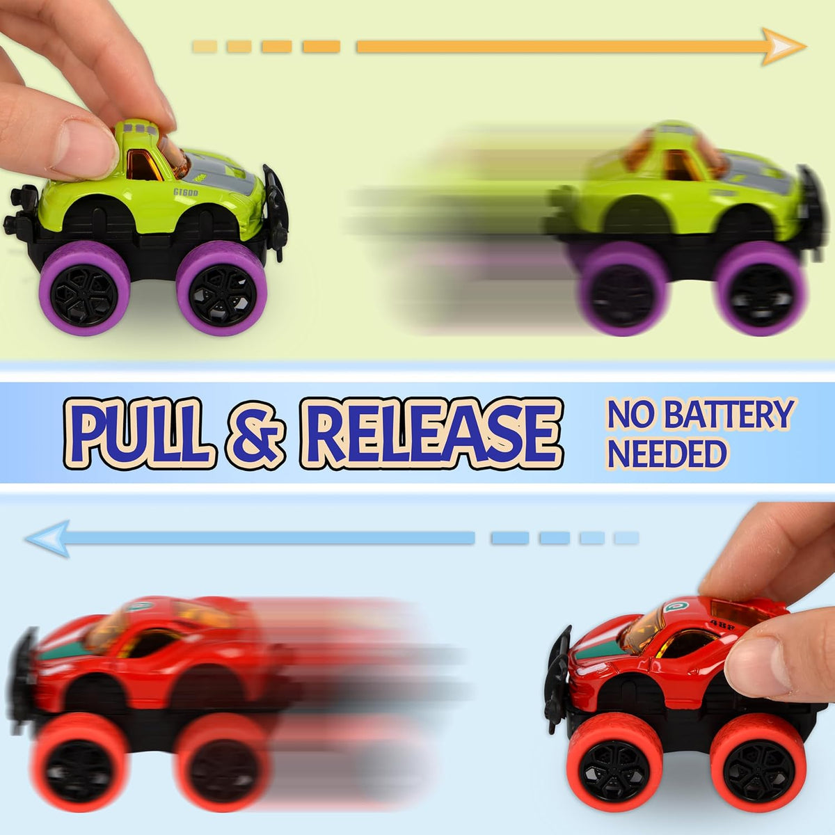 Neureyte 16-pack die-cast mini monster trucks with pull-back action - view 2