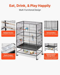 VEVOR Bird Cage, Flat Top - Black / 31.5"L x 20.5"W x 52.0"H - image 4