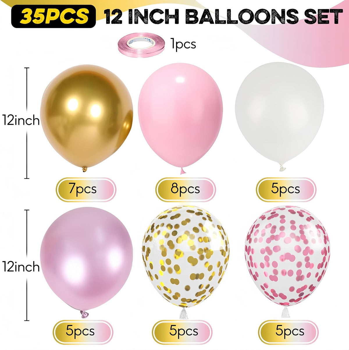 Blue Silver Balloon 12Inch Dark Metallic Blue Silver Confetti Latex - Pink Gold - image 2