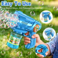 Zerhunt bubble gun for kids 2 pack, blue and red, with bubble solution bottles - view 12