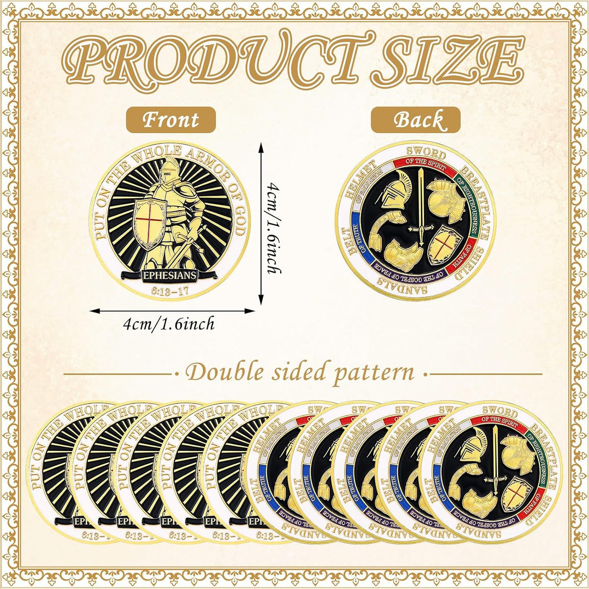 Nosiny 20 Pcs Armor of God Coins Metal Christian Challenge Coins - Distinct Style - image 2