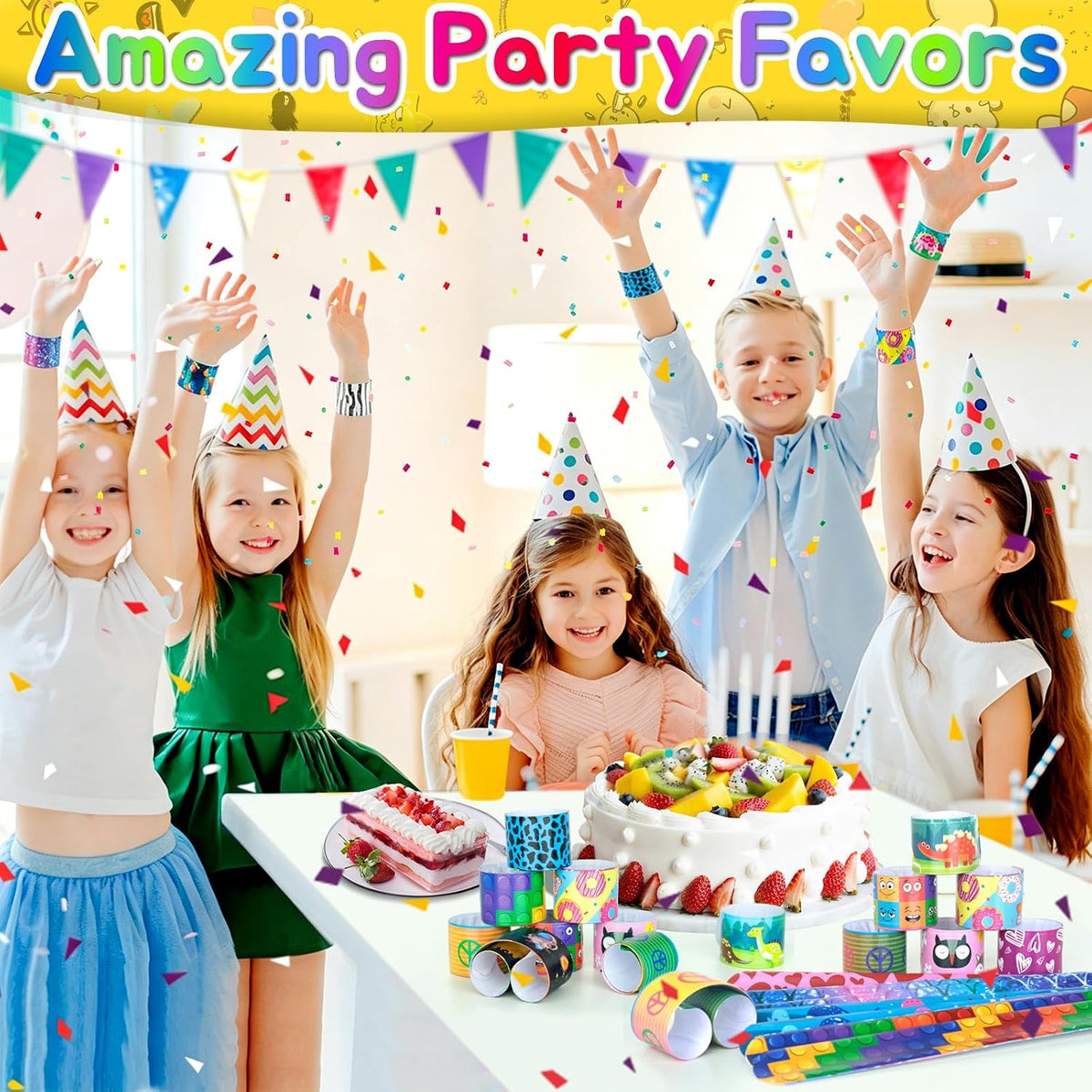 48Pcs Holiday Bracelets Party Favors for Kids Slap Bracelets Holiday - various styles - image 2