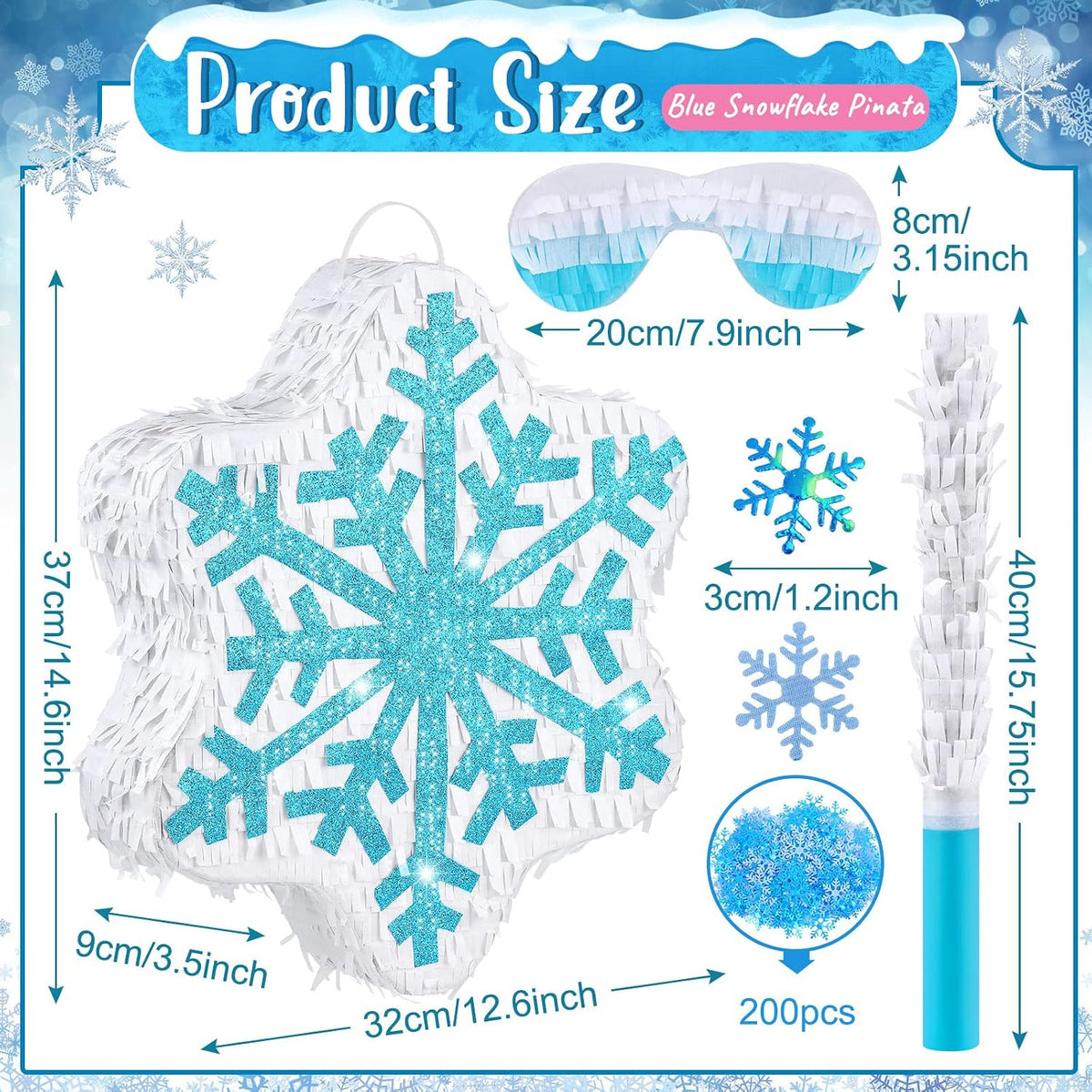 3 Pcs Soccer Ball Piñata with Blindfold Stick Soccer Birthday Party - Snowflake - image 3