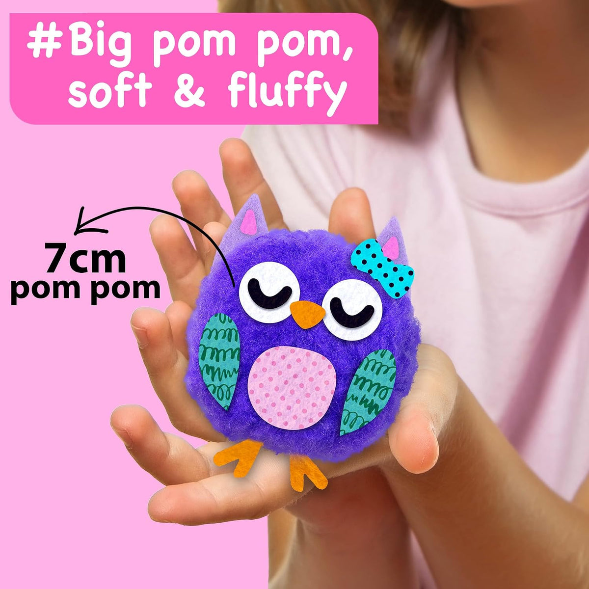 EZCRA pom pom craft kit with unicorn and animal pom poms, charms and felt stickers - view 5