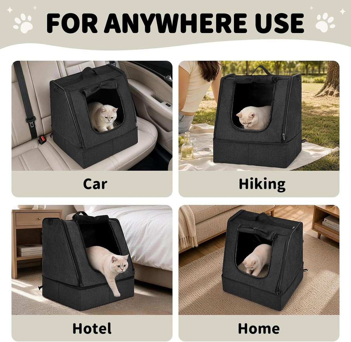 apollo walker Portable Cat Litter Box With Waterproof bag and Lid - Dark Black / Medium - image 4
