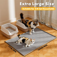 Pieviev Extra Large Silicone Litter Box Mat, Easy to Clean - Light Gray / XL-40''x28'' - image 2