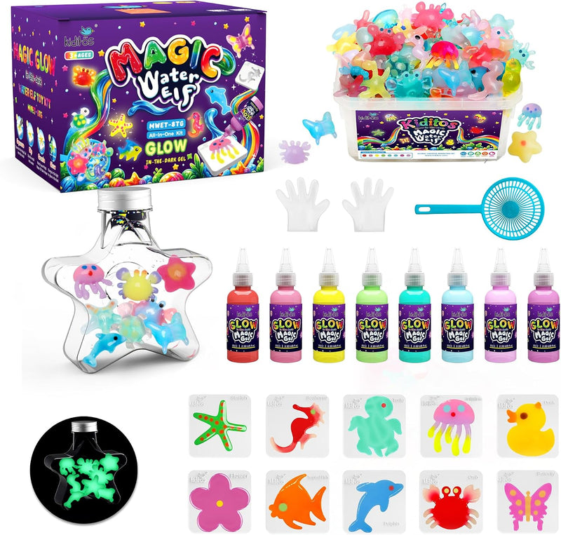 Kiditos Glow-in-the-Dark Magic Water Elf Toy Kit for Kids - 8 Colors / Glow-in-the-Dark