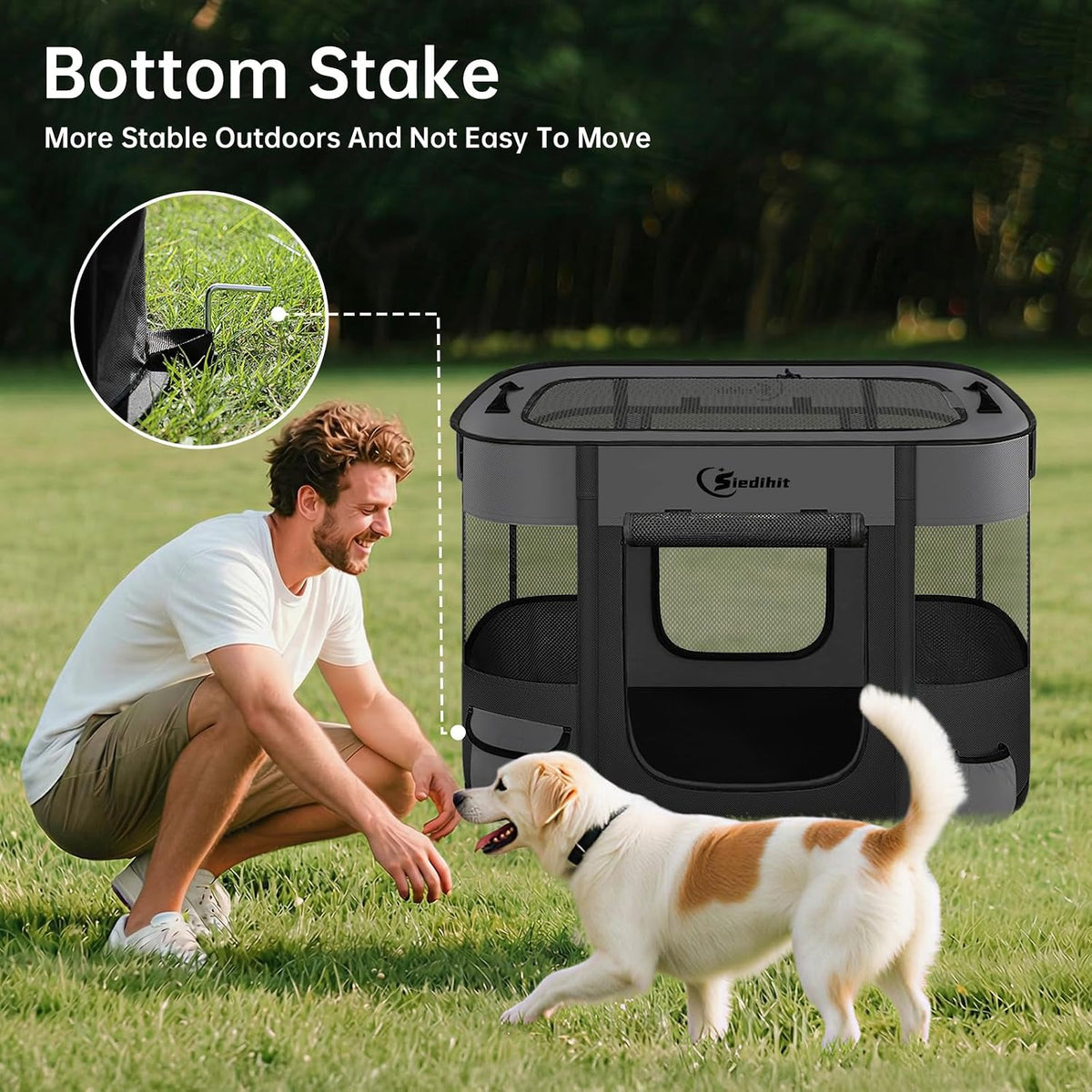 Siedihit 31" Dog Playpen, Cat Puppy Pen - Medium / Dark Grey - image 4