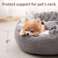 MIXJOY Small Dog Bed Cat Bed with Blanket Attached Donut Washable - Grey / 23.0"L x 23.0"W x 7.0"Th - image 4