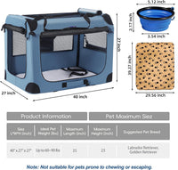 Portable Collapsible Dog Crate - Blue / 40.0"L x 27.0"W x 27.0"H - image 4