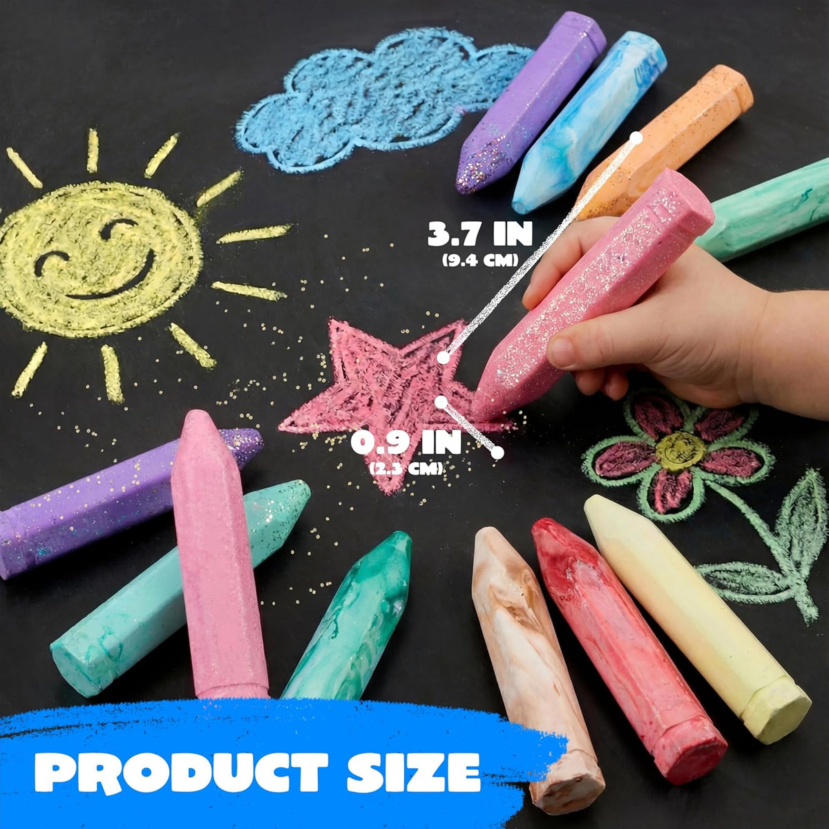 JOYIN 36 PCS Washable Sidewalk Chalk, 3 Styles - 18 - image 2