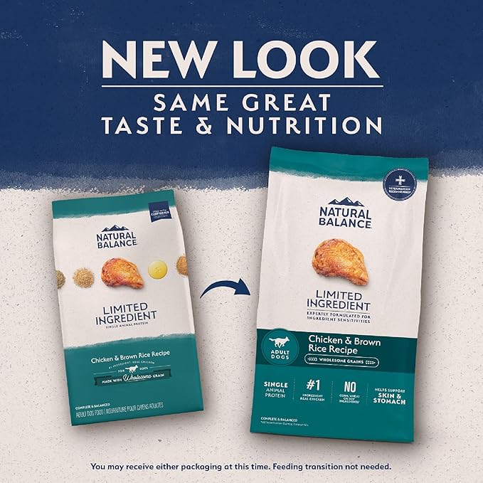 Natural Balance Limited Ingredient Adult Dry Dog Food with Healthy Grains, Chicken & Brown Rice Recipe, 24 Pound (Pack of 1)