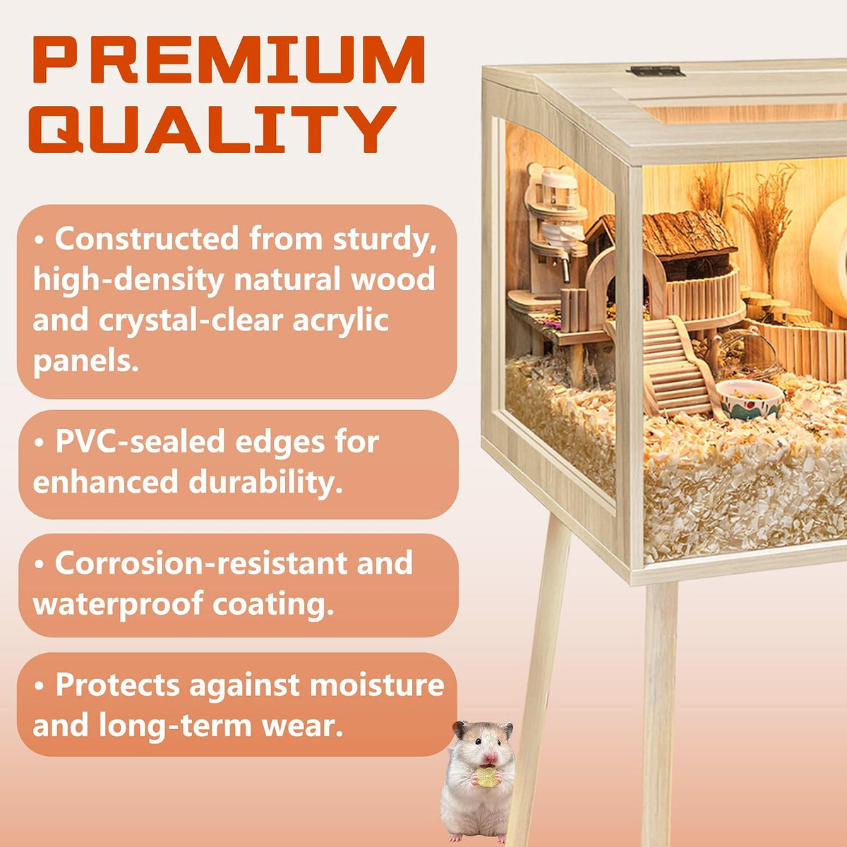 PROLEE Small Animal Cage, Hamster Cage Wooden Roof - 24.0"L x 16.0"W x 40.0"H / Wooden Roof - image 4