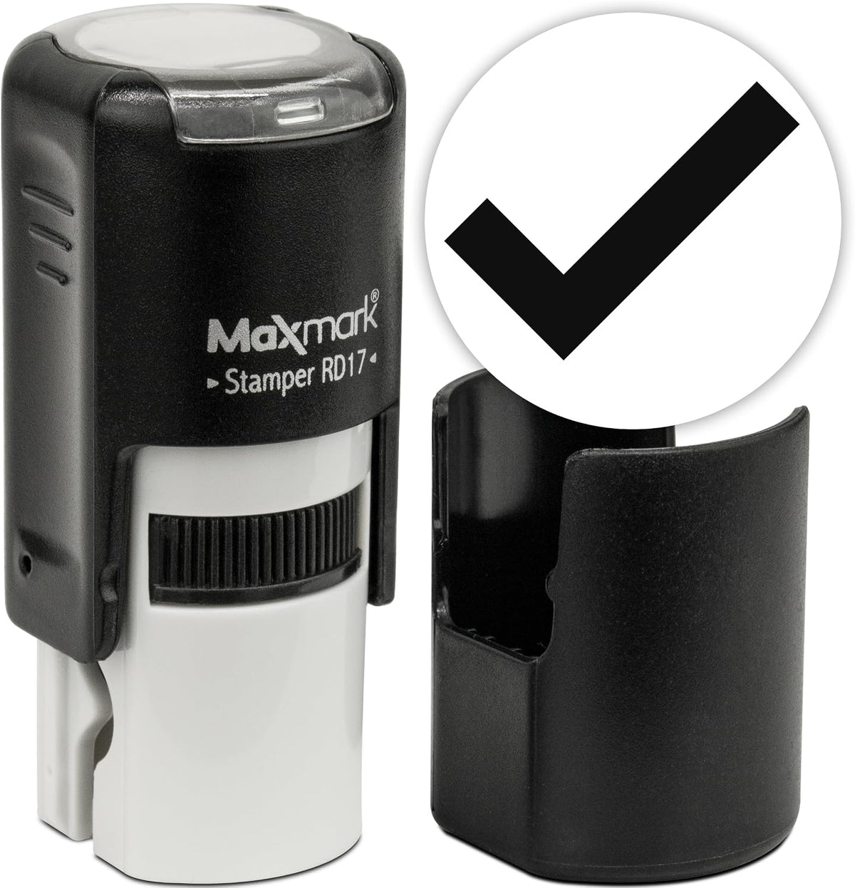 MaxMark round self-inking paw emoji stamp with blue ink - view 2