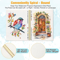 Watercolor Paper Pad, 5.5"x8.5”, Spiral, Bound with Tear - Teal / 5.5" x 8.5" Spiral Bound (pack of 20) - image 3